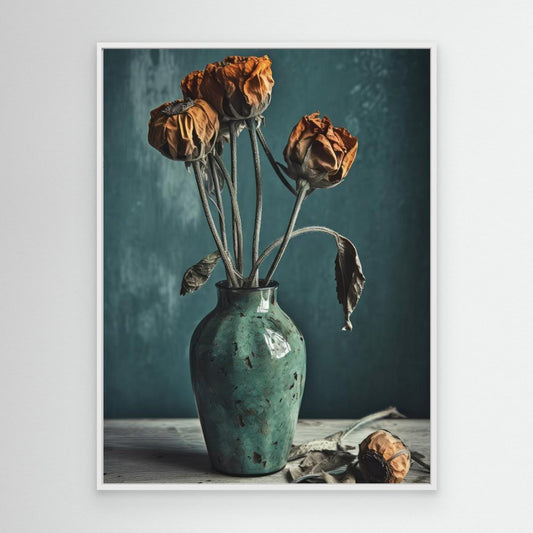 Dry Flowers In Turquoise Vase by Treechild
