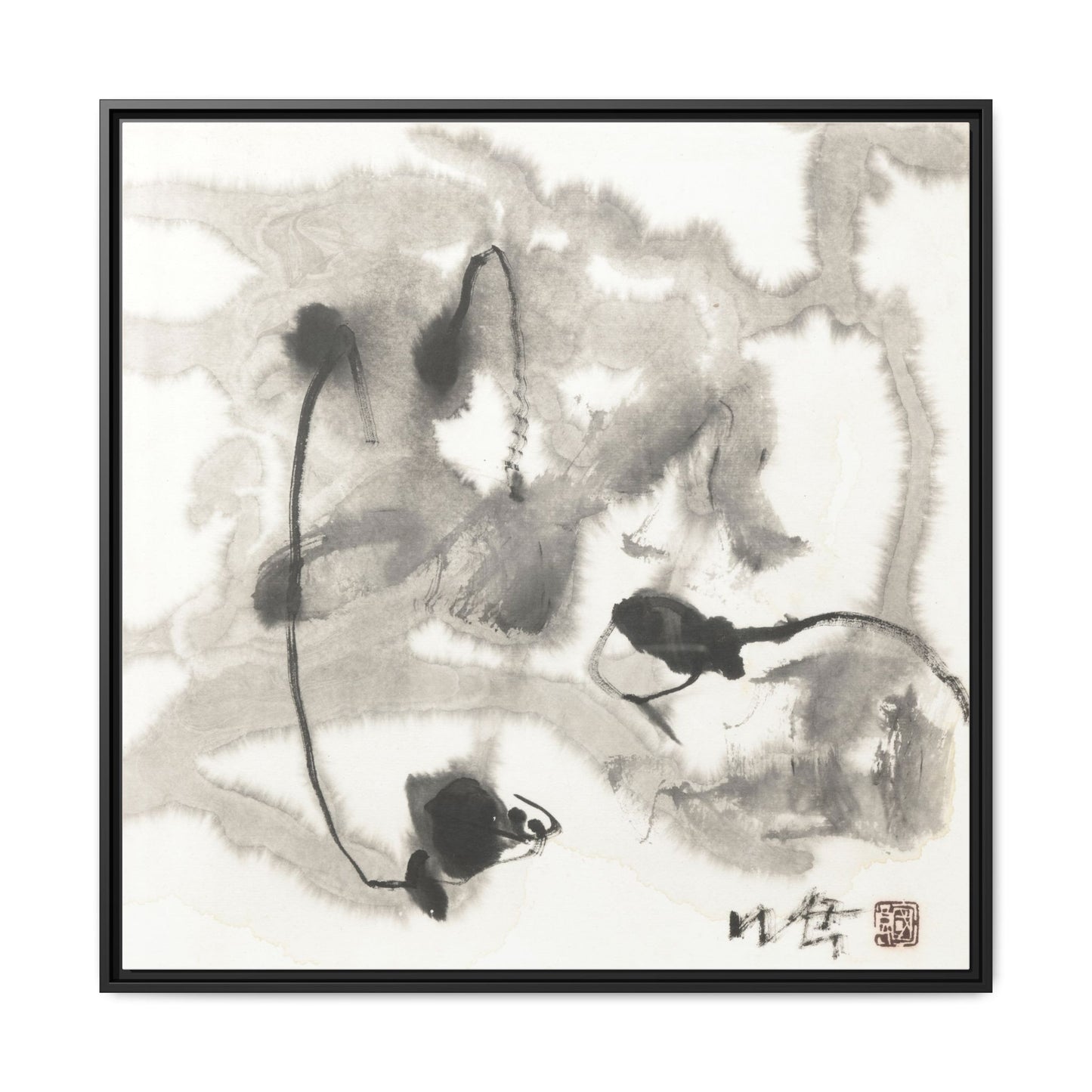 Framed Matte Canvas Art - Abstract Hotel Scenic Decor - Multi-Color Wall Art