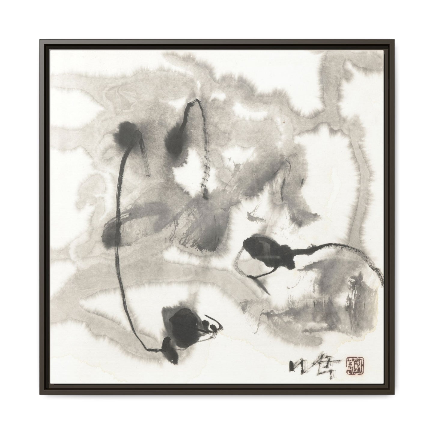 Framed Matte Canvas Art - Abstract Hotel Scenic Decor - Multi-Color Wall Art