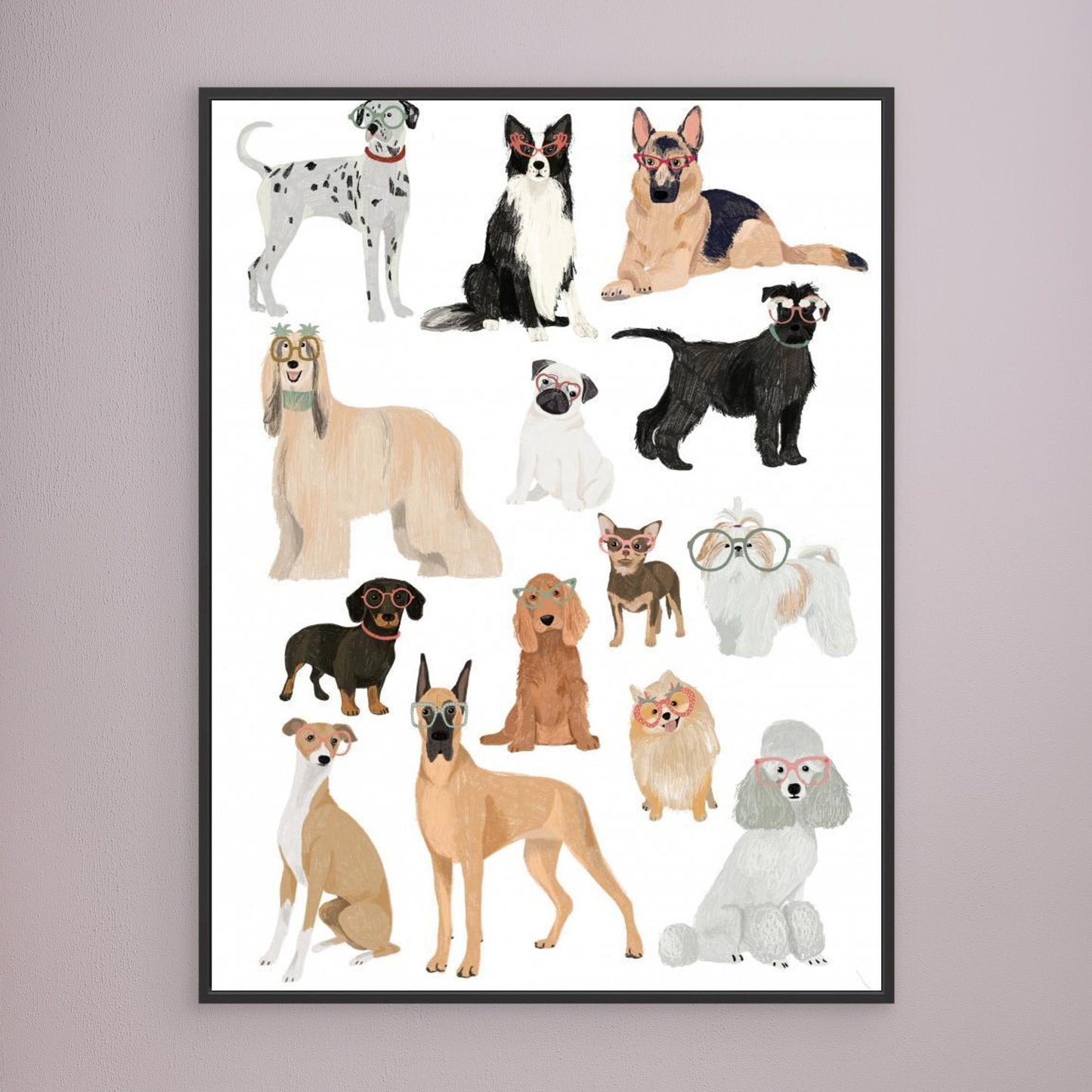 Dogs in glasses Print by Hanna Melin