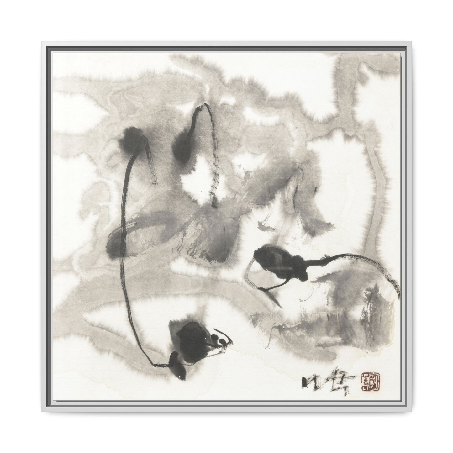 Framed Matte Canvas Art - Abstract Hotel Scenic Decor - Multi-Color Wall Art