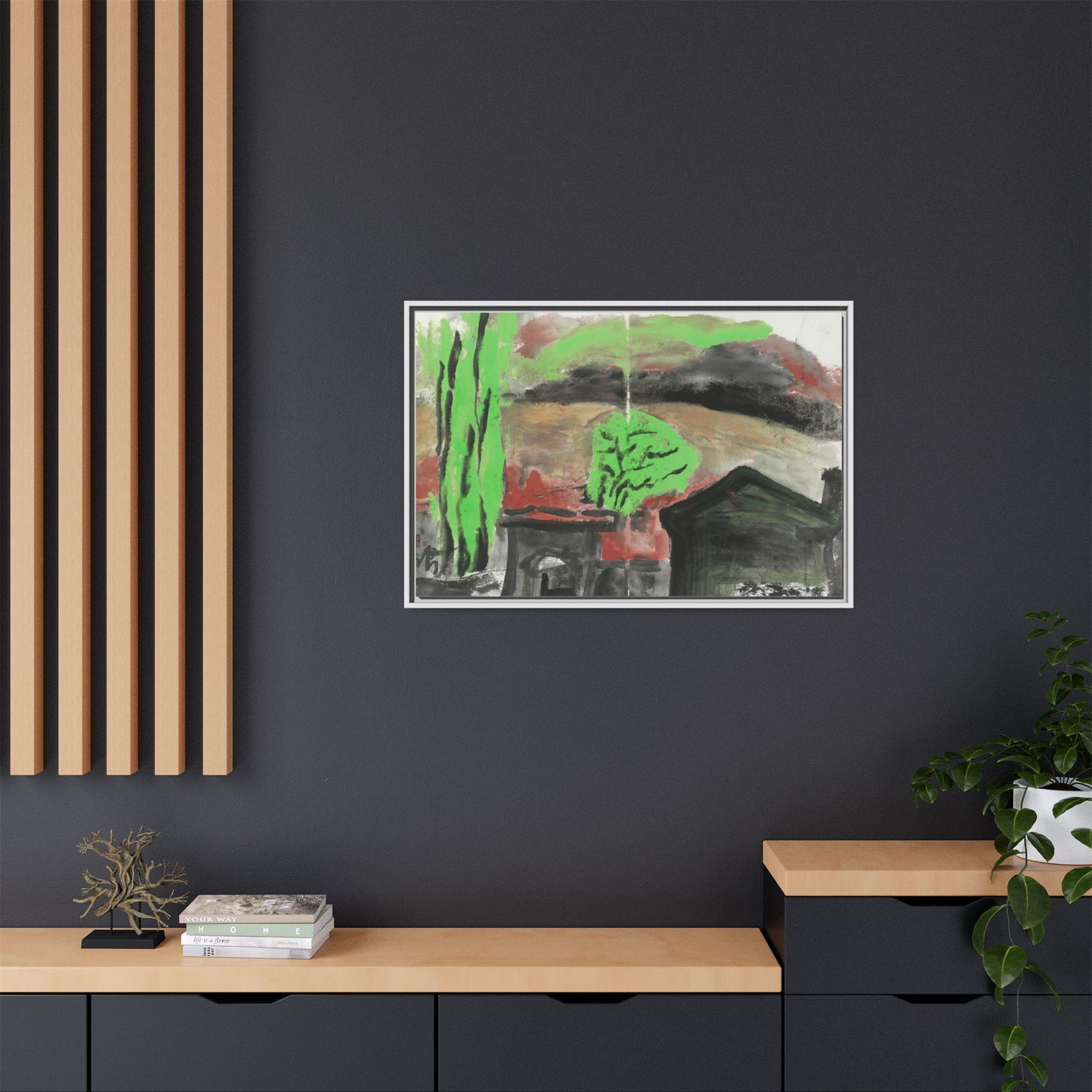 Framed Matte Canvas Wall Art - Vibrant Abstract Landscape