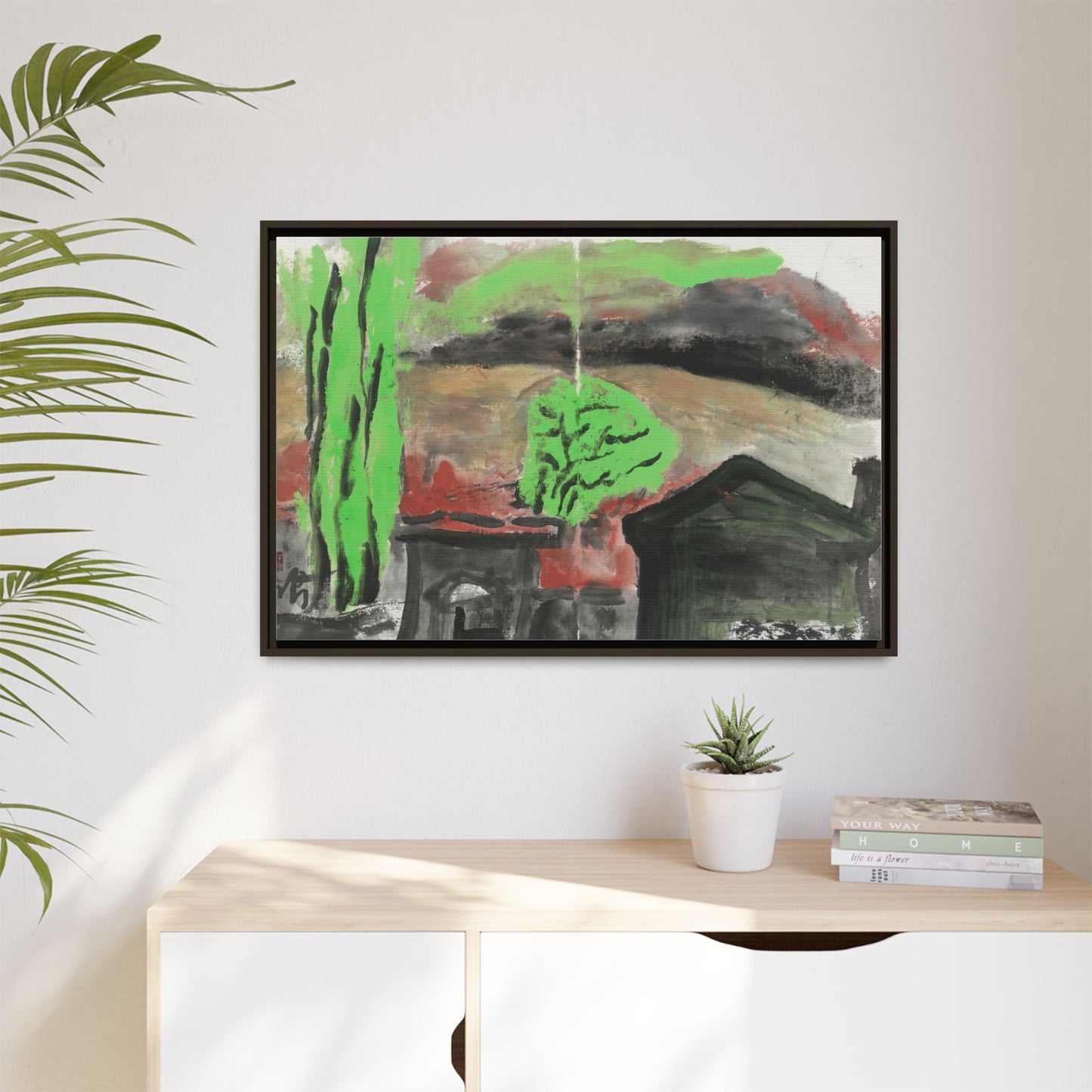 Framed Matte Canvas Wall Art - Vibrant Abstract Landscape