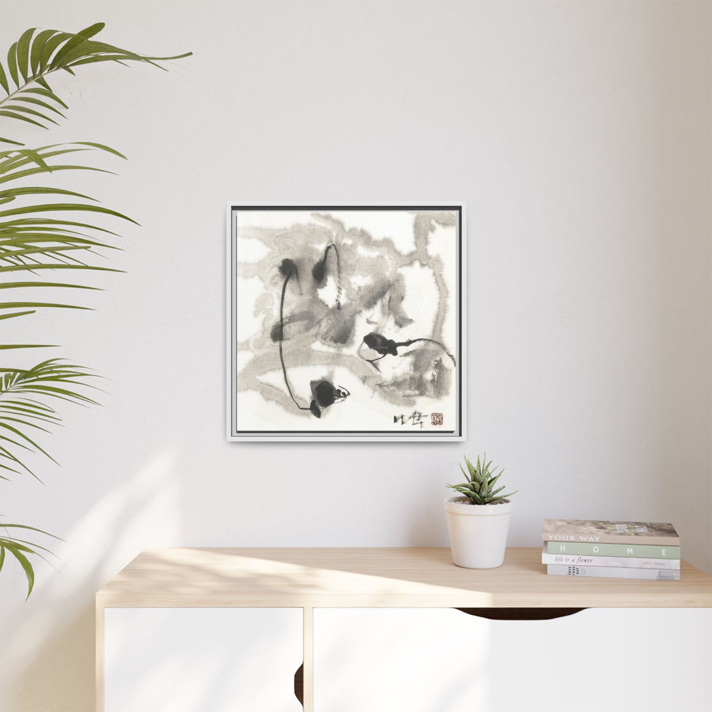 Framed Matte Canvas Art - Abstract Hotel Scenic Decor - Multi-Color Wall Art