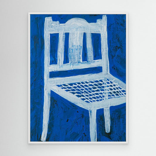 White Chair On Blue by Dale Hefer &Amp; Family