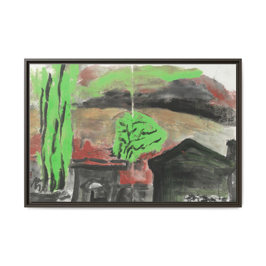 Framed Matte Canvas Wall Art - Vibrant Abstract Landscape