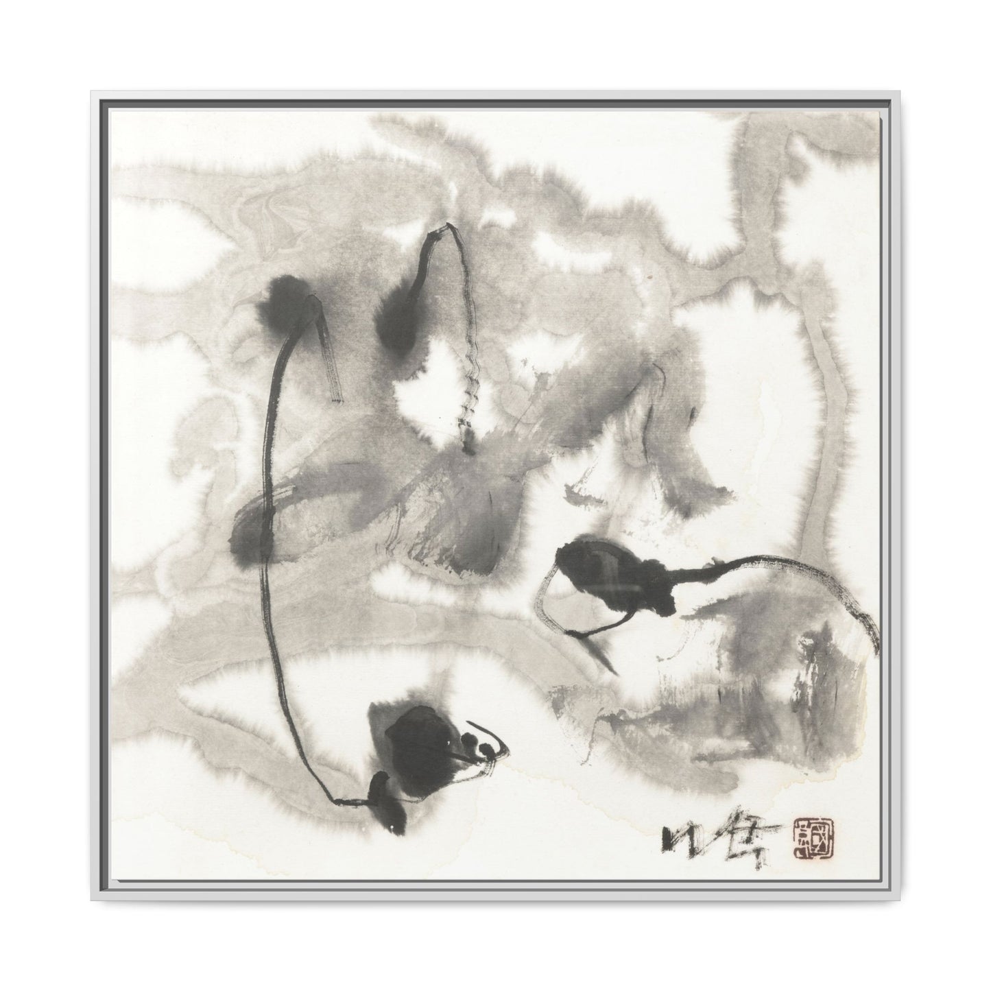 Framed Matte Canvas Art - Abstract Hotel Scenic Decor - Multi-Color Wall Art