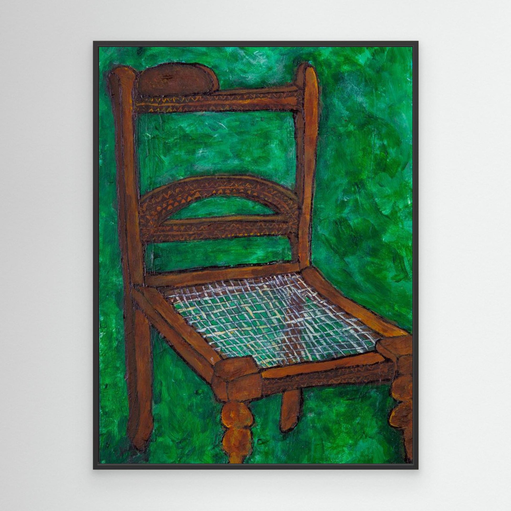 Wooden  Chair On Green by Dale Hefer &Amp; Family