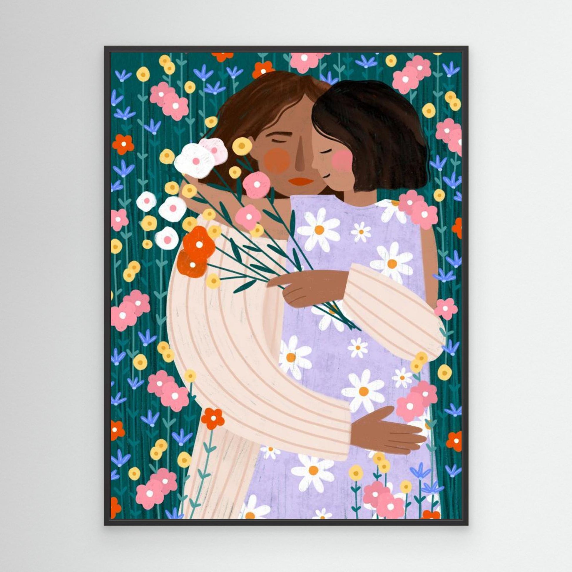 Mother and Daughter in wildflower garden by Bea Müller