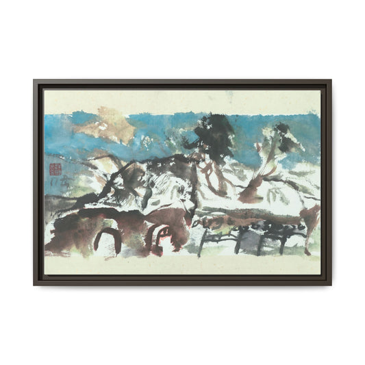 Framed Matte Canvas Art - Multi-Color Landscape for Home Decor