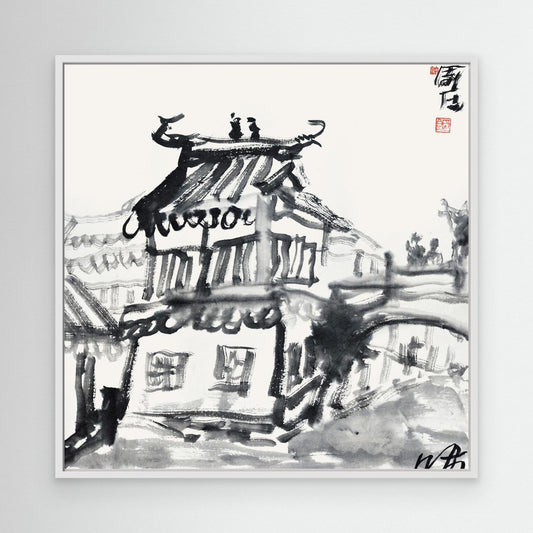 Old Teahouse by the Bridge - Print on Canvas