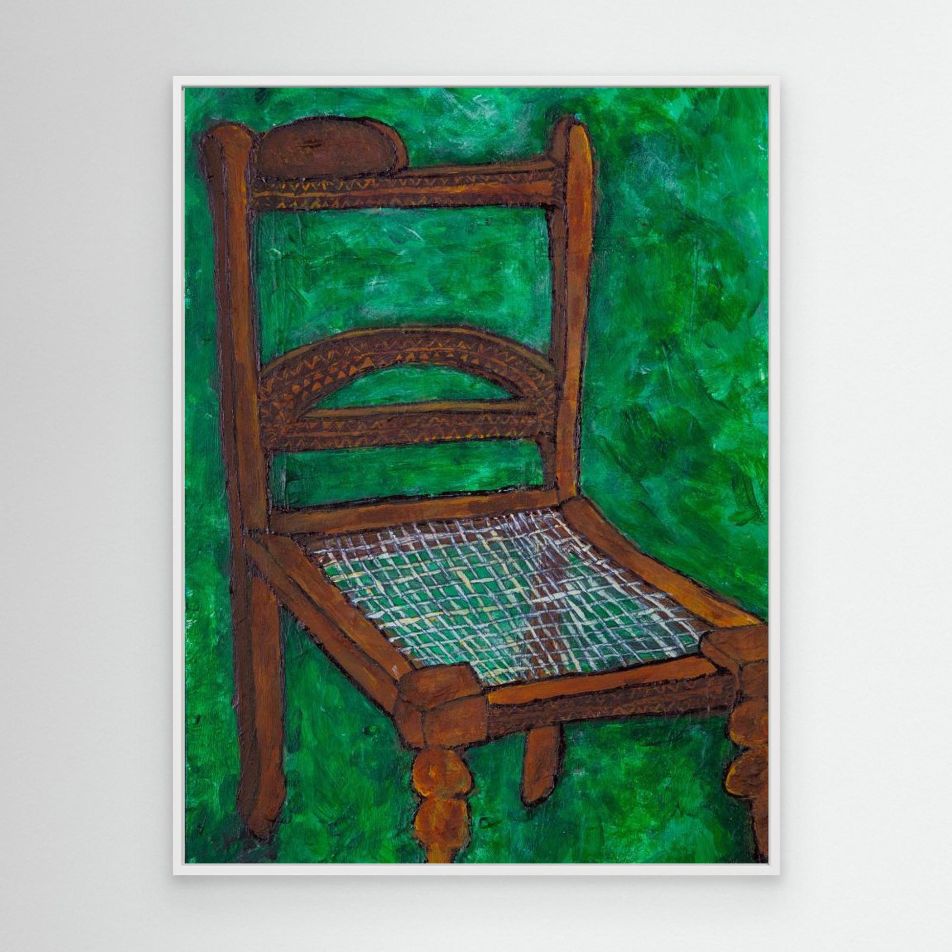 Wooden  Chair On Green by Dale Hefer &Amp; Family