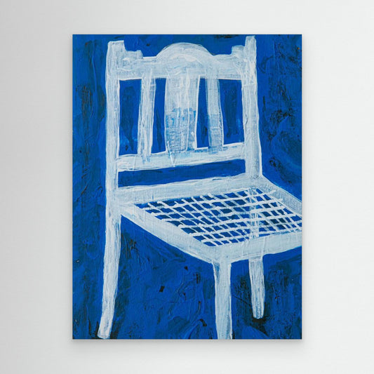 White Chair On Blue by Dale Hefer &Amp; Family
