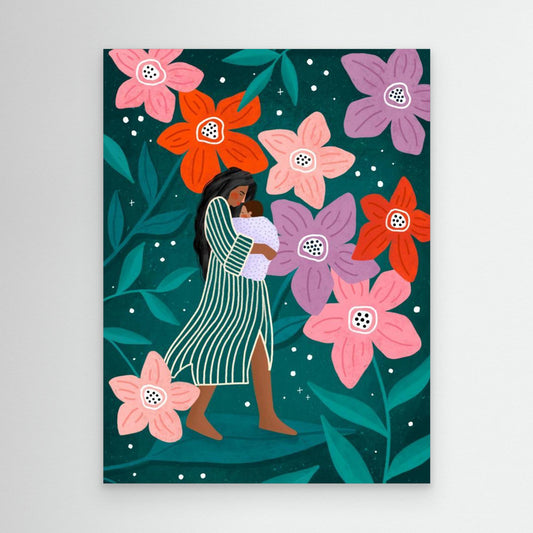 Mum and Baby in Floral Garden by Bea Müller