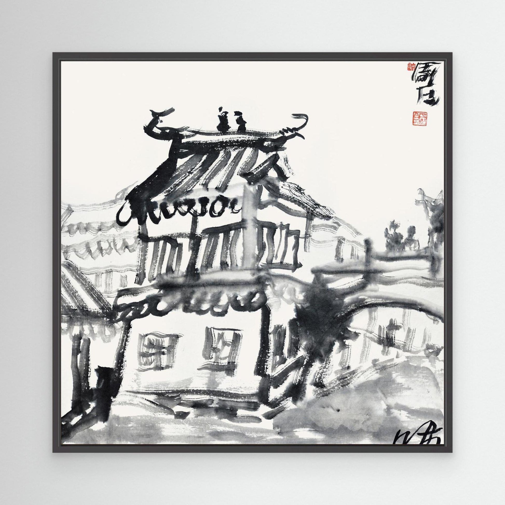 Old Teahouse by the Bridge - Print on Canvas
