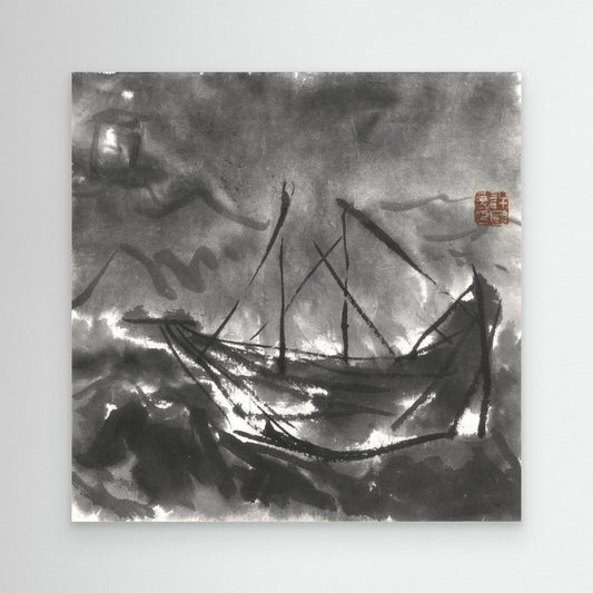 Anchored at Night - Canvas Print