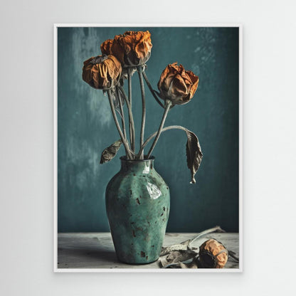Dry Flowers In Turquoise Vase by Treechild