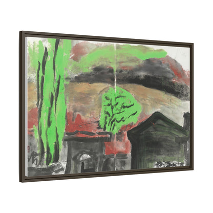 Framed Matte Canvas Wall Art - Vibrant Abstract Landscape