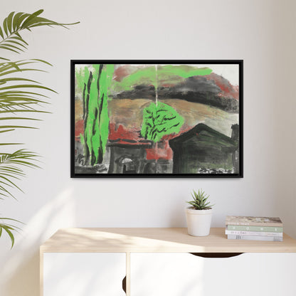 Framed Matte Canvas Wall Art - Vibrant Abstract Landscape