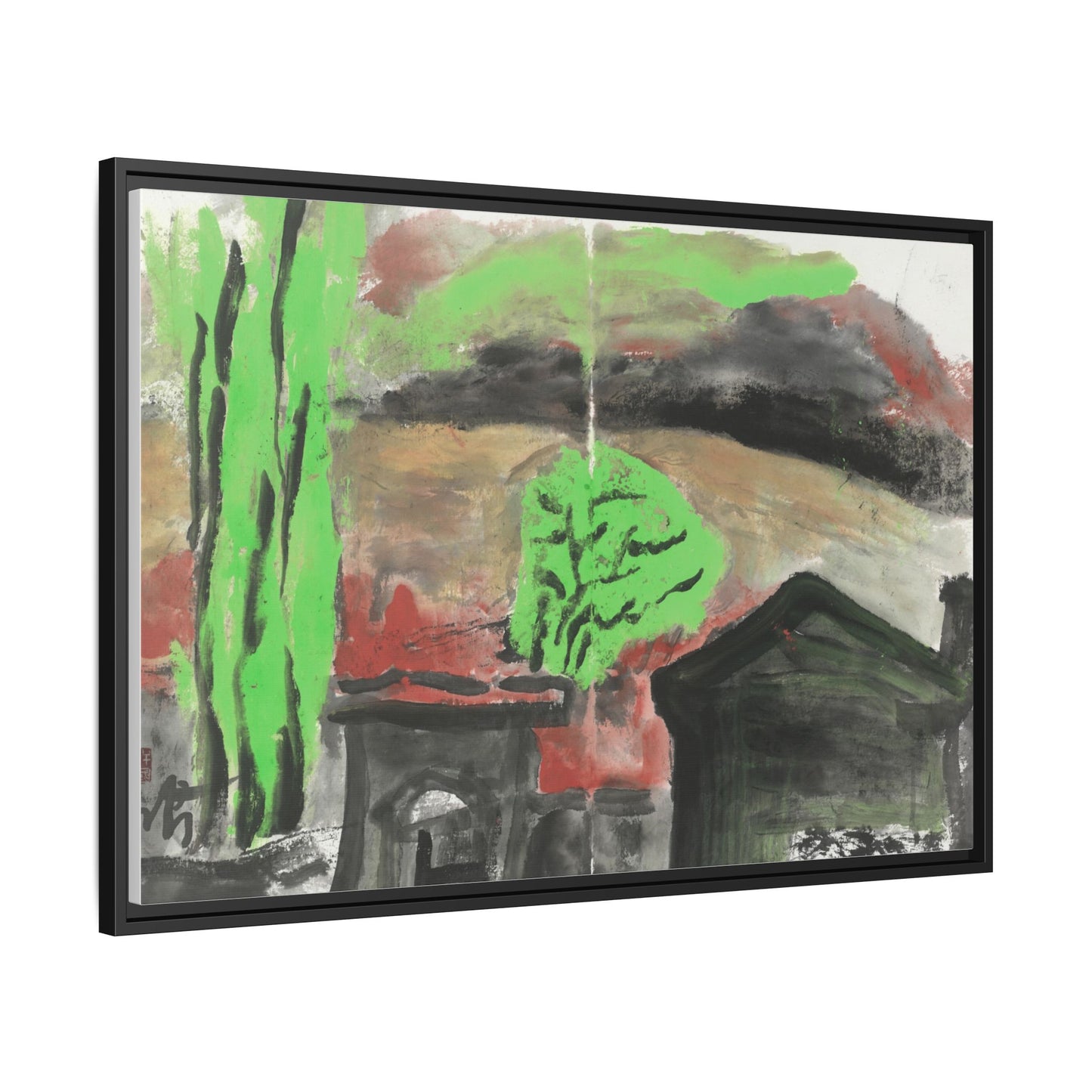 Framed Matte Canvas Wall Art - Vibrant Abstract Landscape