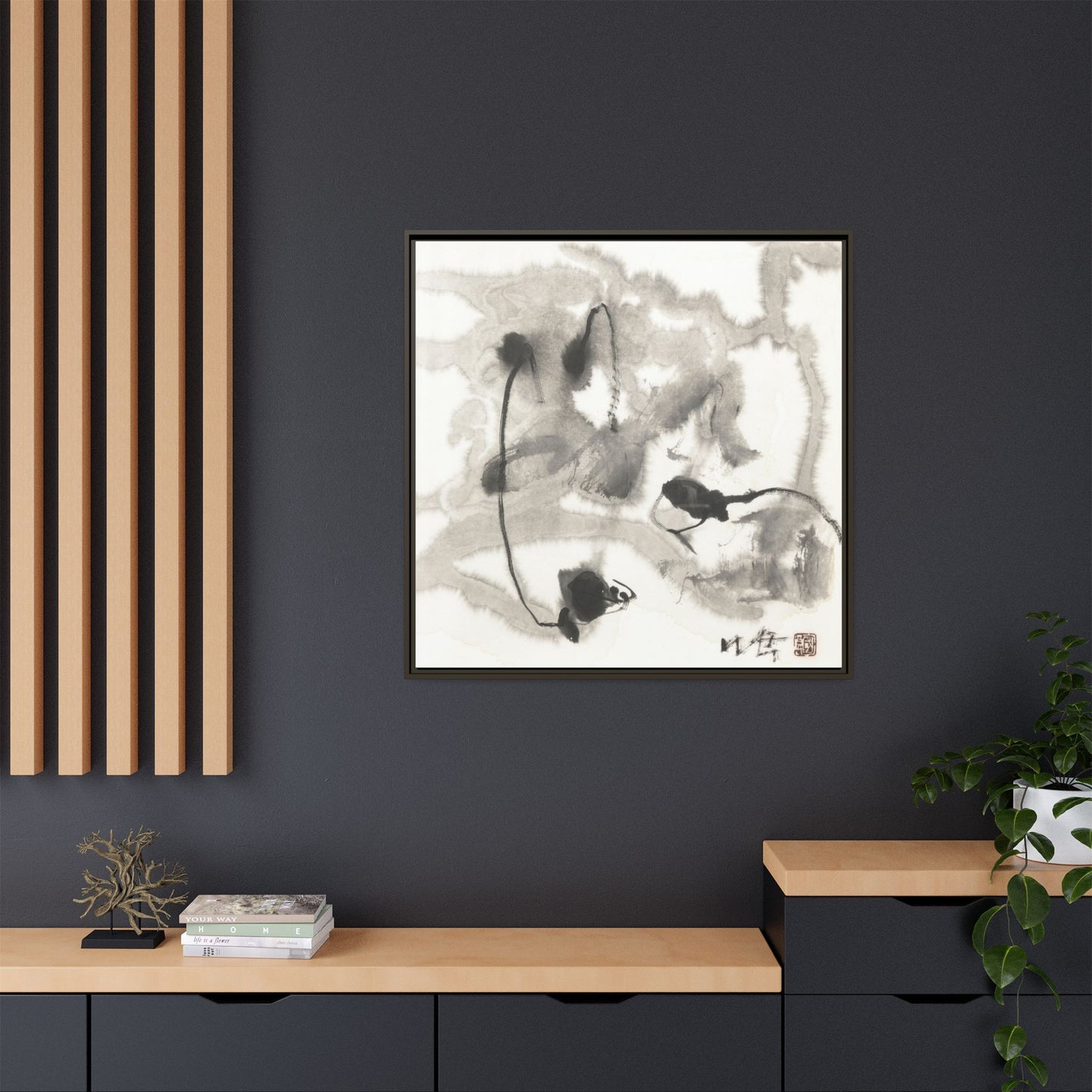 Framed Matte Canvas Art - Abstract Hotel Scenic Decor - Multi-Color Wall Art