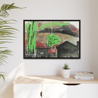 Framed Matte Canvas Wall Art - Vibrant Abstract Landscape