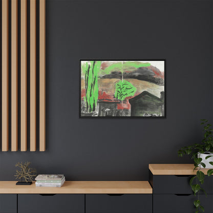 Framed Matte Canvas Wall Art - Vibrant Abstract Landscape
