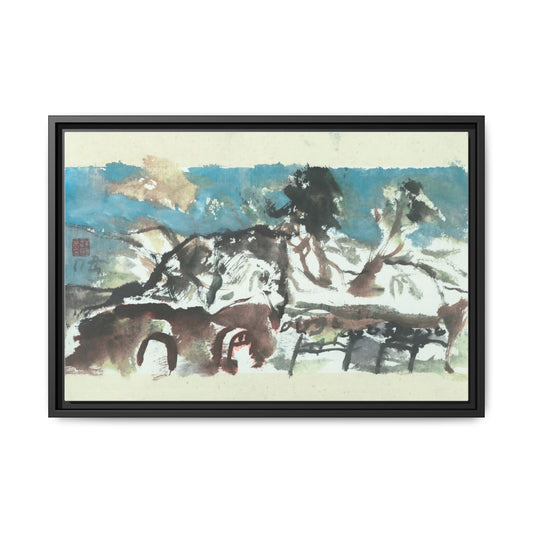 Framed Matte Canvas Art - Multi-Color Landscape for Home Decor