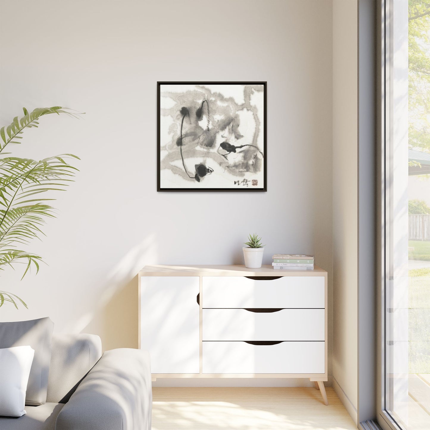 Framed Matte Canvas Art - Abstract Hotel Scenic Decor - Multi-Color Wall Art