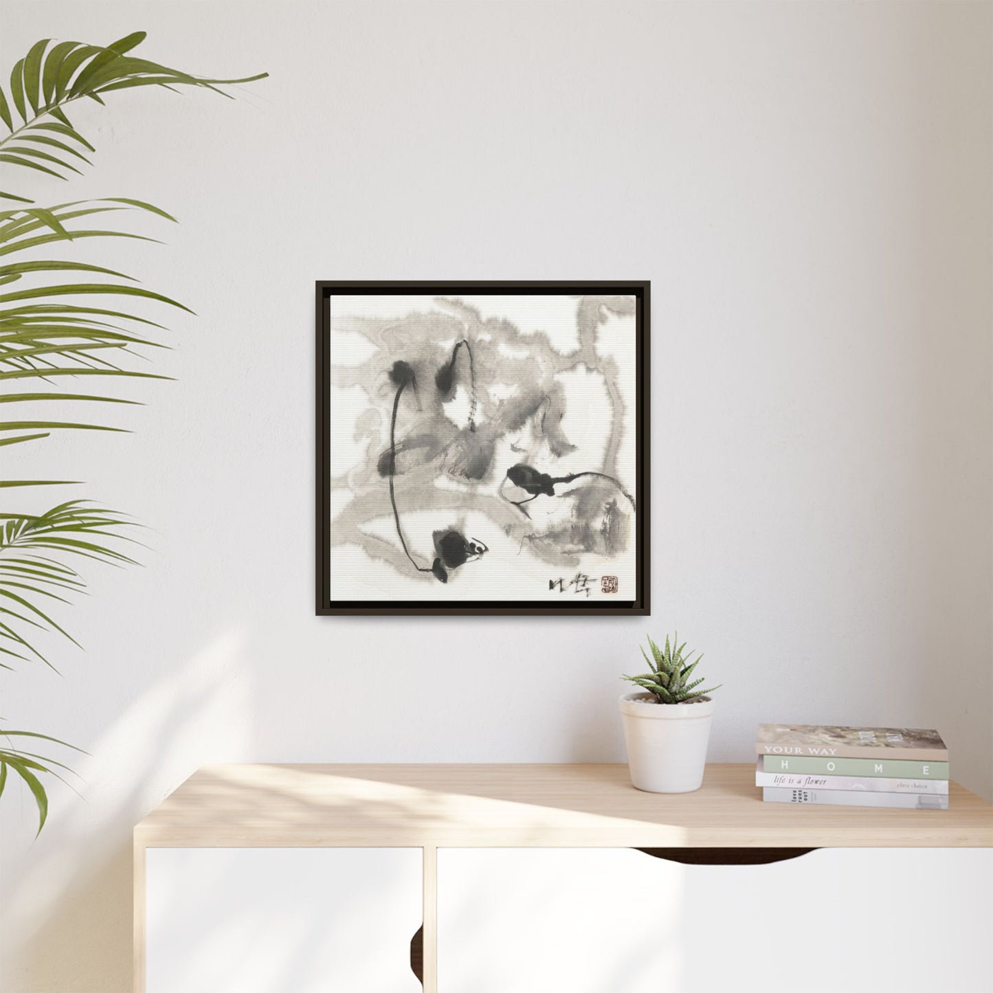 Framed Matte Canvas Art - Abstract Hotel Scenic Decor - Multi-Color Wall Art