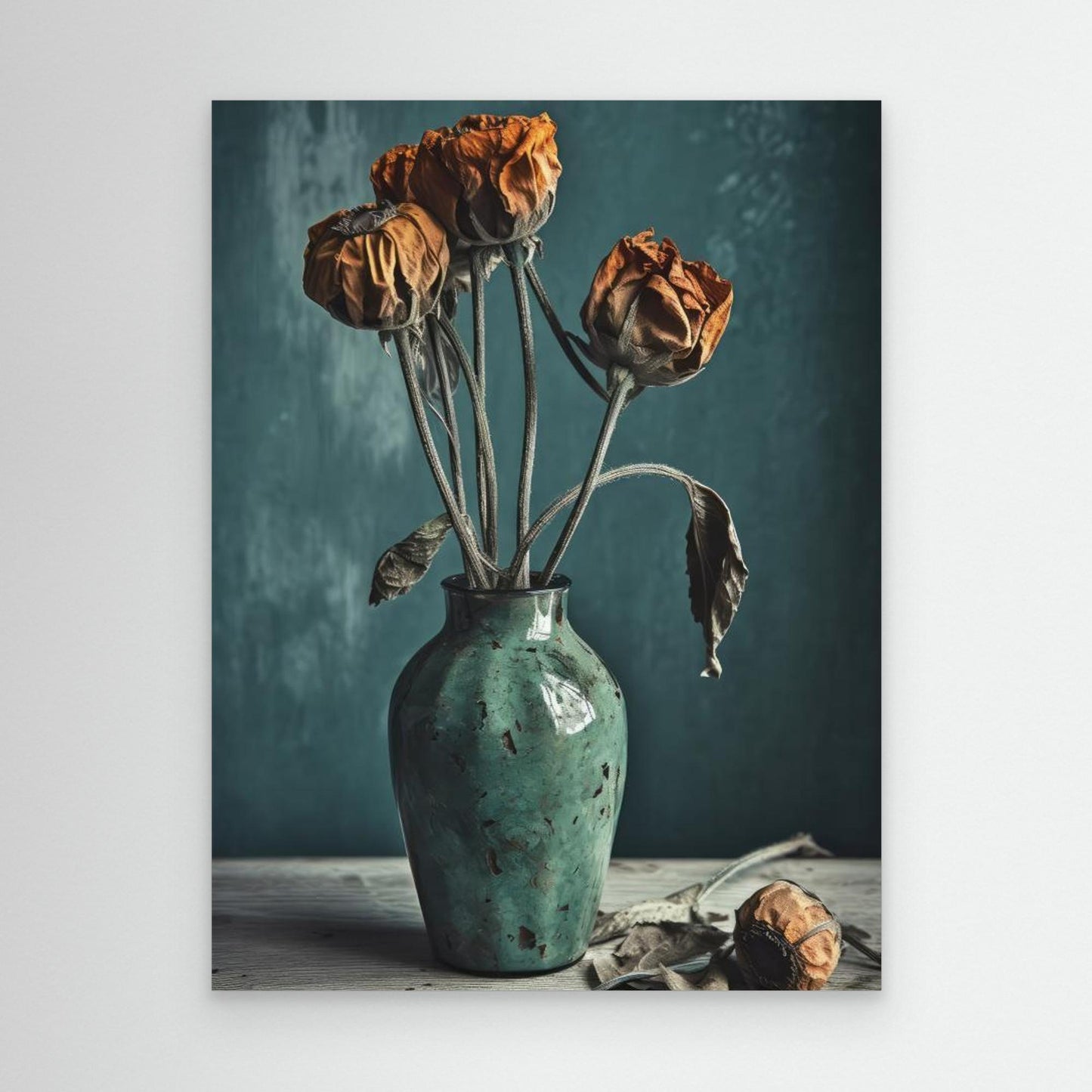 Dry Flowers In Turquoise Vase by Treechild
