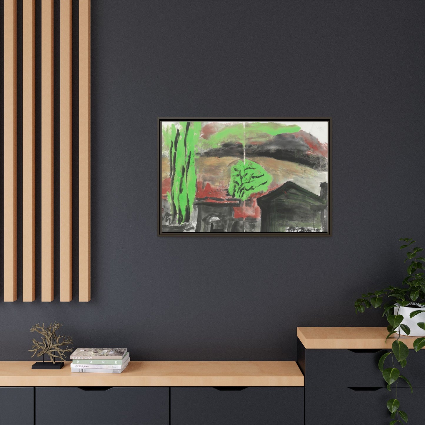 Framed Matte Canvas Wall Art - Vibrant Abstract Landscape