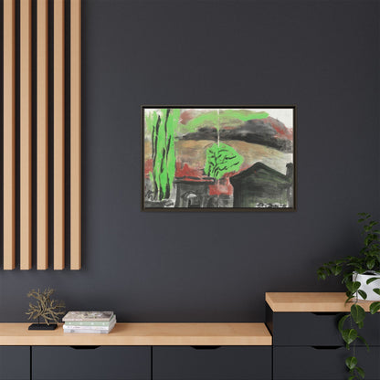 Framed Matte Canvas Wall Art - Vibrant Abstract Landscape