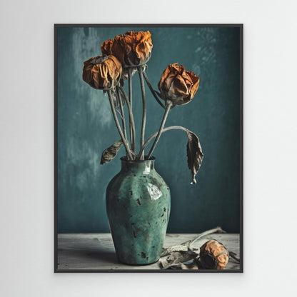 Dry Flowers In Turquoise Vase by Treechild